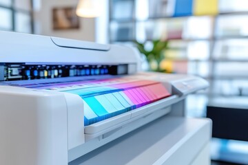 Office plotter and photocopier with color ribbons for high-quality printing. AI generated illustration.