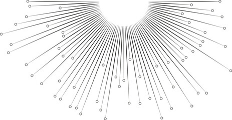 semicircular big rays with outline circle at end irregular like sun