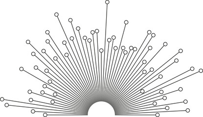 Semicircle big irregular rays with outline circle at end empty circular space center