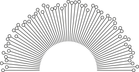 Semi circle big irregular rays with outline circle at end empty circular space center