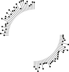 Irregular rays with dots at the ends radiate outward from the center.