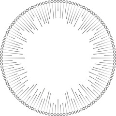 Irregular rays tapering outwards from the center