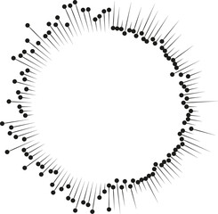 Circular shape with irregular rays extending from the center