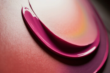 Vibrant Swirling Brushstroke of Glossy Pink Paint on Canvas in Soft Gradient Shades
