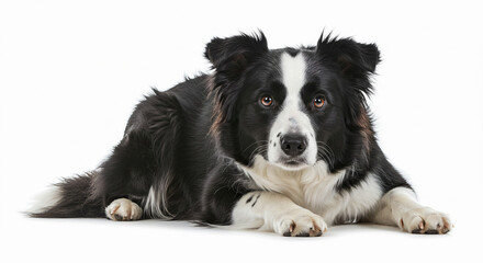 Fototapeta premium border collie dog white background