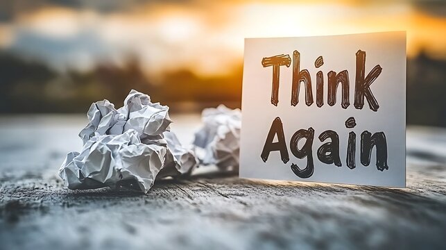 The image presents a motivational message with crumpled paper