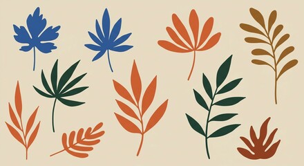 Floral leaf vector pattern with vintage nature elements