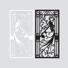Ornamental Iron Gate Design with Parrot - CNC, Plasma, and Laser Cutting File