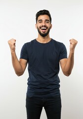 Fototapeta premium Celebrating Success A Portrait of a Joyful Young Man