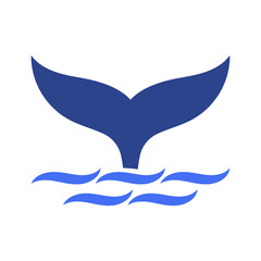 Whale tail with waves logo