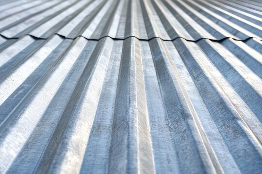 Shiny galvanized corrugated steel sheet texture. AI generated illustration.