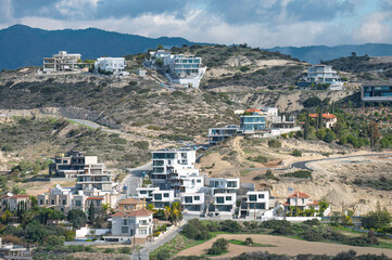 Obraz premium Modern houses being built on the hills of Limassol city in Cyprus