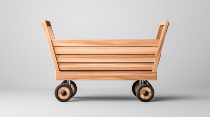 Empty Wooden Toy Cart on Wheels Designed for Children&rsquo;s Play and Storage in a Modern Minimalist Setting