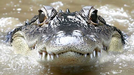 Obraz premium A close up view of a crocodile in the water