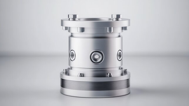 Metallic Industrial Component with Detailed Features and Precision Design for Machining and Engineering Applications