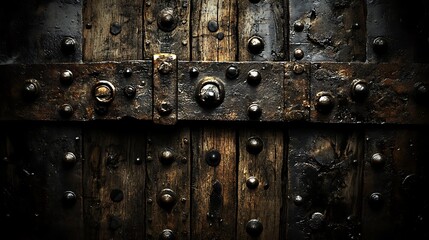 A close up image showing a weathered wooden door detail