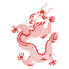 Chinese Dragon: A stylized illustration of a powerful Chinese dragon, its serpentine body twisting and turning with dynamic energy, embodying strength and good fortune.