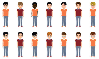set of young boys of different races or types