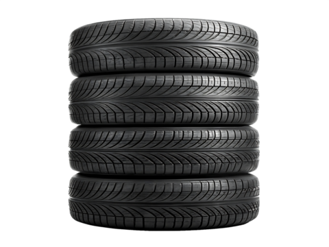 Stack of new tires brand new tires isolated on transparent background