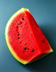 Watermelon Slice &ndash; Bright Red Flesh with Black Seeds, Side View, No Extra Elements, Flat Design