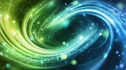 Vibrant abstract swirl with glowing particle effects and color gradients