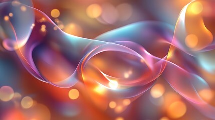 Ethereal luminescence: Abstract waves of color dancing in a bokeh dreamscape