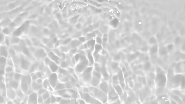 Close up view on water texture with waves and gray overlay effect for video mockup. Organic light gray drop shadow caustic effect with wave refraction of light. Slow motion water video banner. High