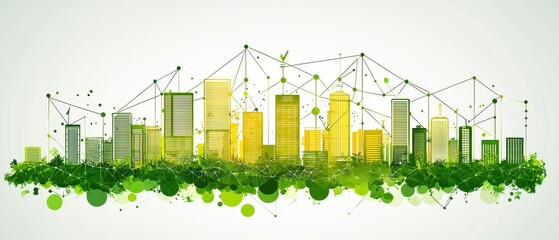 Corporate innovation framework infographic urban environment business concept modern architecture green technology