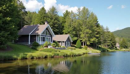Fototapeta premium house on the lake