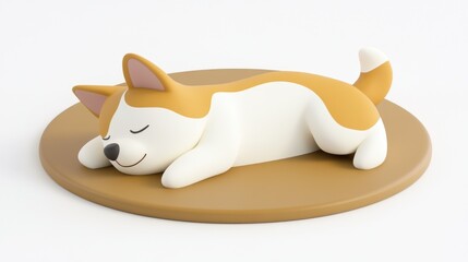 Adorable Sleeping Puppy Figurine on a Cozy Mat Perfect for Home Decor and Gift Ideas