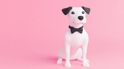 Fototapeta premium Charming Dog Wearing a Bow Tie Against a Pink Background
