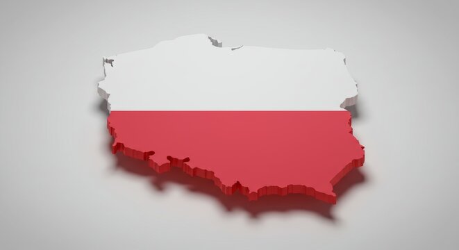 Fototapeta Detailed 3D Isometric rendering of the Polish map with National flag palette