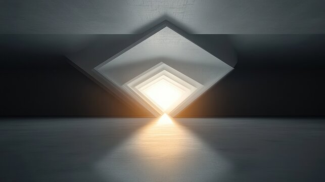 Futuristic Minimalist Geometric Light Sculpture Background with Angular Shapes and Soft Glow