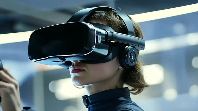 A young gamer enjoying a virtual reality multiplayer session