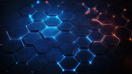 Futuristic Hexagonal Grid Structure with Glowing Neon Lights for Healthcare Technology and Scientific Innovation