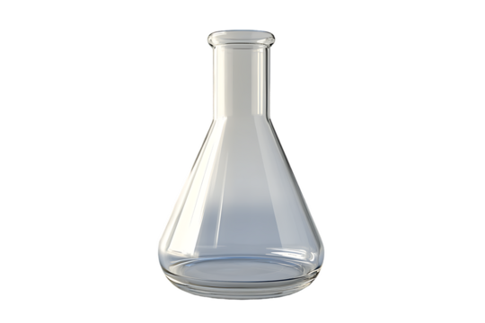 Empty Glass Erlenmeyer Flask on White Background