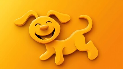 Joyful Yellow Dog Illustration with Playful Expression and Vibrant Background