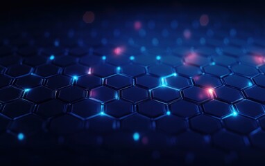 Obraz premium Futuristic Hexagonal Grid Pattern Digital Art of Molecular Structures Innovation Technology