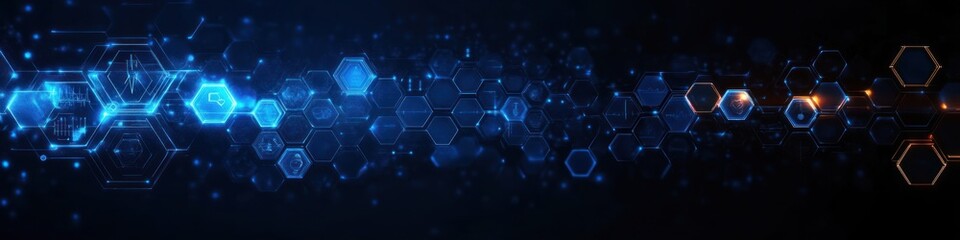 Futuristic Medical Technology Interface with Hexagonal Design for Healthcare, Science, and Innovation