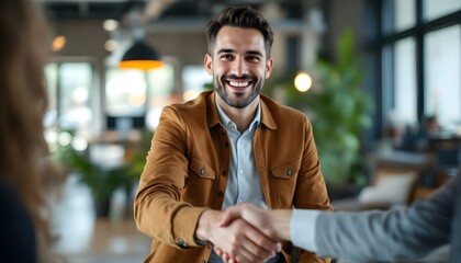 Young manager handshake with new employee.