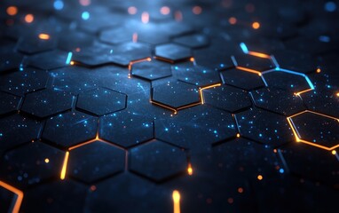 Fototapeta premium Futuristic Hexagonal Grid Pattern Abstract Background for Molecular Structures and Chemical Engineering