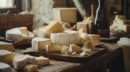 Cheese on wood, delicious!