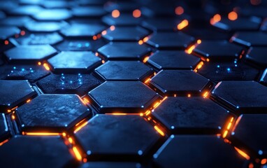 Obraz premium Futuristic Hexagonal Molecular Pattern Abstract Background Technology Science