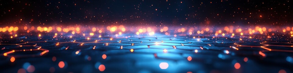 Futuristic Abstract Digital Background Glowing Blue Geometric Hexagonal Grid Minimalist Cyberpunk Style