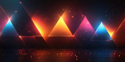 Geometric Triangle Pattern with Seamless Minimal Design and Modern Abstract Texture in Dark Neon Gradient