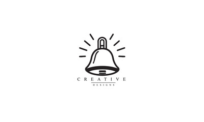 Fototapeta premium Alert notification line black icon. reminder bell white background 