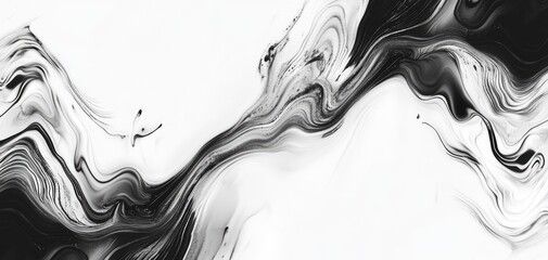 Black & White Ink Swirl Abstract Art.