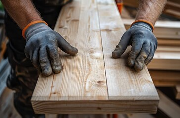 Craftsman Assembling Wooden Shelf in Industrial Workshop with Natural Lighting