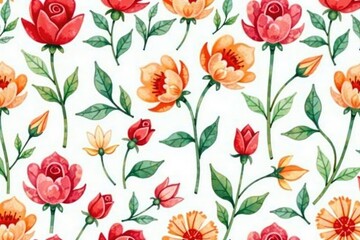 Subtle watercolor floral pattern repeating endlessly, loop, plants, romantic