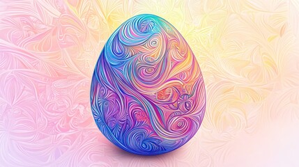 Fototapeta premium Colorful Egg with Swirls and Abstract Background for Festive Occasions